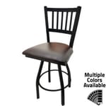 SL0090S ESP Verticalback top with Espresso vinyl seat and counter height black powder coat metal swivel frame