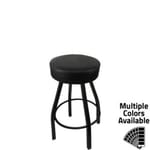SL1132 BLK Standard Button Top in Black Vinyl with Counter Height Black PC Metal Swivel Frame