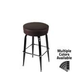SL3135 ESP XL Button Top Barstool with Espresso Vinyl and Gloss Black Square Swivel Frame