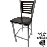 SL2150CCS 1 5 5 Line Wood Back Clear Coat Metal Frame Barstool