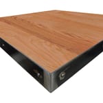 Fortress table tops corner wood veneer with autumn haze stain