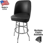SL3134 American Made Bucket Stool – Double Rung Chrome Bar Height Swivel Frame