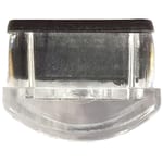 Face-on view of GL2160-CLEAR clear plastic glide for metal frame restaurant chairs and bar stools