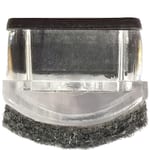 Face-on view of GL2160-FELT clear plastic glide with protective felt for metal frame restaurant chairs and bar stools