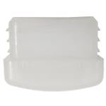 Face-on view of GL2160-WHITE white plastic glide for metal frame restaurant chairs and bar stools