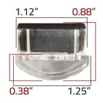 Dimensions of GL2160-CLEAR clear plastic glide for metal frame restaurant chairs and bar stools