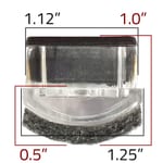 Dimensions of GL2160-FELT clear plastic glide with protective felt for metal frame restaurant chairs and bar stools
