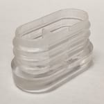 Staged view of GL4279 clear plastic glide for Jailhouse series metal frame restaurant chairs and bar stools