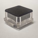 Staged view of GL2160-CLEAR clear plastic glide for metal frame restaurant chairs and bar stools