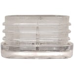 Face-on view of GL4279 clear plastic glide for Jailhouse series metal frame restaurant chairs and bar stools