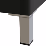 Zoomed-in view of brushed aluminum leg used for Oak Street Manufacturing vinyl restaurant booths and benches