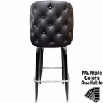 SL8133 Tufted Back Bucket Barstool with Gloss Black Square Swivel Frame