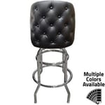 SL8134 Tufted Back Bucket Barstool with Double Rung Chrome Swivel Frame