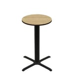 30" Round Two-Sided Oak/Walnut Quick Ship Table - Oak Up + Black Bar Height 30" x 30" Cross Base