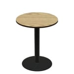 42" Round Two-Sided Oak/Walnut Quick Ship Table - Oak Up + Black Bar Height 30" Disc Base