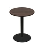 42" Round Two-Sided Oak/Walnut Quick Ship Table - Walnut Up + Black Bar Height 30" Disc Base