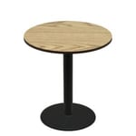 48" Round Two-Sided Oak/Walnut Quick Ship Table - Oak Up + Black Bar Height 30" Disc Base