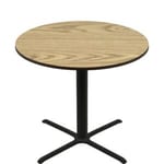 60" Round Two-Sided Oak/Walnut Quick Ship Table - Oak Up + Black Bar Height 40" x 40" Cross Base