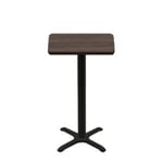 24" x 30" Two-Sided Oak/Walnut Quick Ship Table - Walnut Up + Black Bar Height 22" x 22" Cross Base