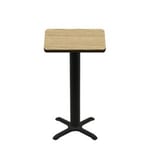 30" x 30" Two-Sided Oak/Walnut Quick Ship Table - Oak Up + Black Bar Height 22" x 22" Cross Base