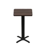 30" x 30" Two-Sided Oak/Walnut Quick Ship Table - Walnut Up + Black Bar Height 22" x 22" Cross Base