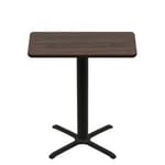 30" x 48" Two-Sided Oak/Walnut Quick Ship Table - Walnut Up + Black Bar Height 30" x 30" Cross Base