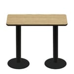 30" x 60" Two-Sided Oak/Walnut Quick Ship Table - Oak Up + (2) Black Bar Height 22" Disc Bases