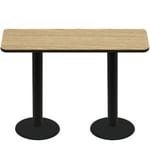 30" x 72" Two-Sided Oak/Walnut Quick Ship Table - Oak Up + (2) Black Bar Height 22" Disc Bases