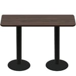 30" x 72" Two-Sided Oak/Walnut Quick Ship Table - Walnut Up + (2) Black Bar Height 22" Disc Bases