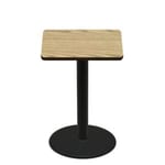 36" x 36" Two-Sided Oak/Walnut Quick Ship Table - Oak Up + Black Bar Height 30" Disc Base