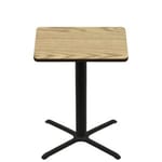 42" x 42" Two-Sided Oak/Walnut Quick Ship Table - Oak Up + Black Bar Height 36" x 36" Cross Base