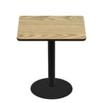 48" x 48" Two-Sided Oak/Walnut Quick Ship Table - Oak Up + Black Bar Height 30" Disc Base
