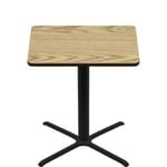 48" x 48" Two-Sided Oak/Walnut Quick Ship Table - Oak Up + Black Bar Height 40" x 40" Cross Base