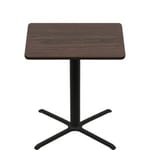 48" x 48" Two-Sided Oak/Walnut Quick Ship Table - Walnut Up + Black Bar Height 40" x 40" Cross Base