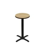 24" Round Two-Sided Oak/Walnut Quick Ship Table - Oak Up + Black Counter Height 22" x 22" Cross Base