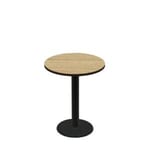 30" Round Two-Sided Oak/Walnut Quick Ship Table - Oak Up + Black Standard Height 18" Disc Base