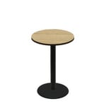30" Round Two-Sided Oak/Walnut Quick Ship Table - Oak Up + Black Counter Height 22" Disc Base