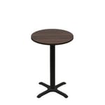 30" Round Two-Sided Oak/Walnut Quick Ship Table - Walnut Up + Black Counter Height 22" x 22" Cross Base