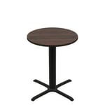 36" Round Two-Sided Oak/Walnut Quick Ship Table - Walnut Up + Black Counter Height 30" x 30" Cross Base