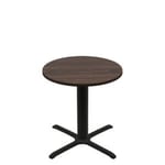 36" Round Two-Sided Oak/Walnut Quick Ship Table - Walnut Up + Black Standard Height 30" x 30" Cross Base