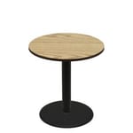 42" Round Two-Sided Oak/Walnut Quick Ship Table - Oak Up + Black Counter Height 30" Disc Base