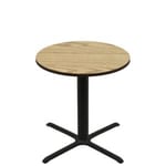 42" Round Two-Sided Oak/Walnut Quick Ship Table - Oak Up + Black Counter Height 36" x 36" Cross Base