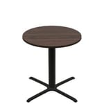 42" Round Two-Sided Oak/Walnut Quick Ship Table - Walnut Up + Black Counter Height 36" x 36" Cross Base