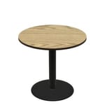 48" Round Two-Sided Oak/Walnut Quick Ship Table - Oak Up + Black Counter Height 30" Disc Base