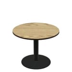 48" Round Two-Sided Oak/Walnut Quick Ship Table - Oak Up + Black Standard Height 30" Disc Base