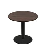 48" Round Two-Sided Oak/Walnut Quick Ship Table - Walnut Up + Black Counter Height 30" Disc Base