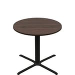 48" Round Two-Sided Oak/Walnut Quick Ship Table - Walnut Up + Black Counter Height 40" x 40" Cross Base