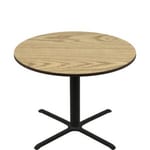 60" Round Two-Sided Oak/Walnut Quick Ship Table - Oak Up + Black Counter Height 40" x 40" Cross Base