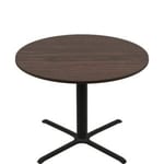 60" Round Two-Sided Oak/Walnut Quick Ship Table - Walnut Up + Black Counter Height 40" x 40" Cross Base