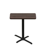 24" x 42" Two-Sided Oak/Walnut Quick Ship Table - Walnut Up + Black Counter Height 22" x 30" Cross Base